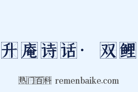 升庵诗话·双鲤是什么意思的图片